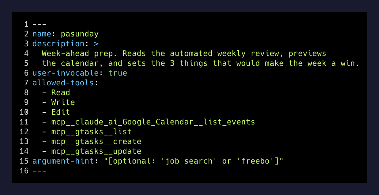 pasunday skill frontmatter