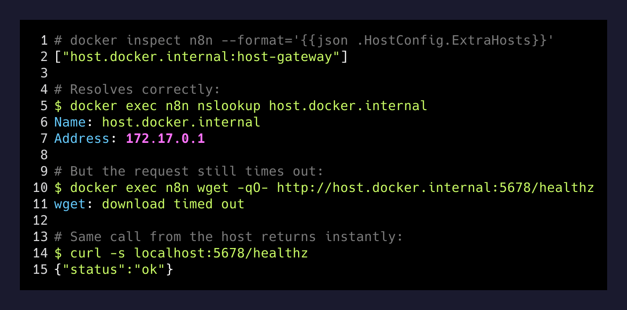 n8n container extra hosts configuration