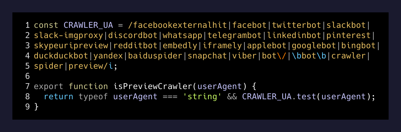 Crawler UA regex