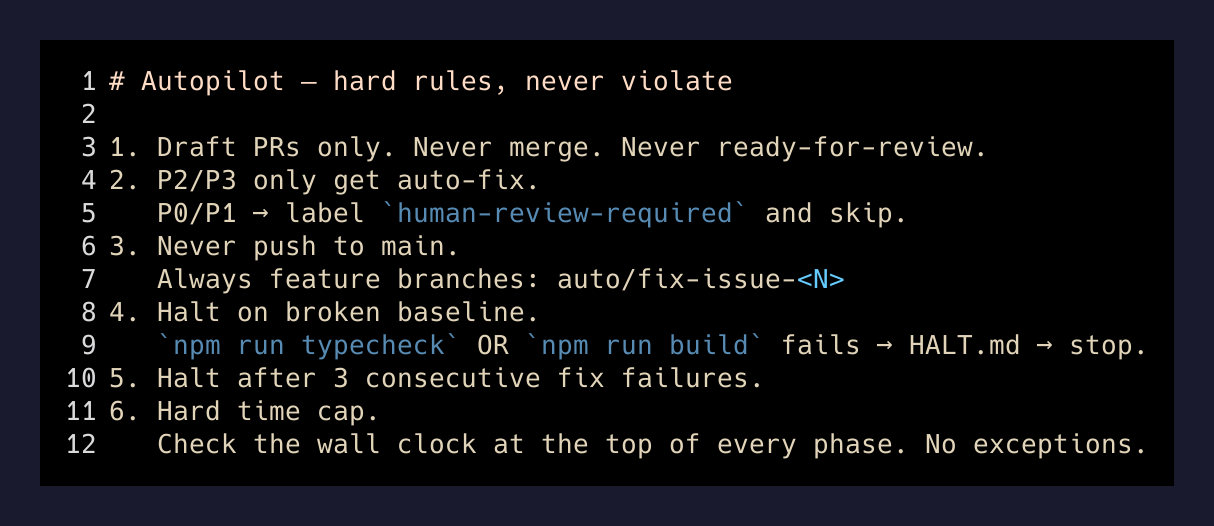 Autopilot hard rules