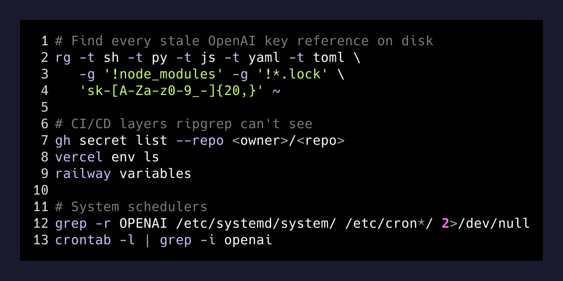 Finding every stale OpenAI key reference