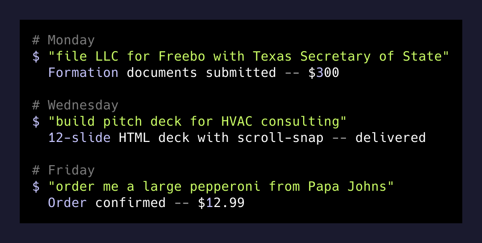 A week of tasks through the same interface
