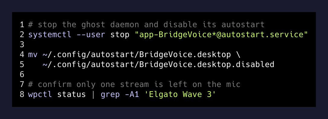 The two-command fix: stop the ghost daemon and rename its autostart entry