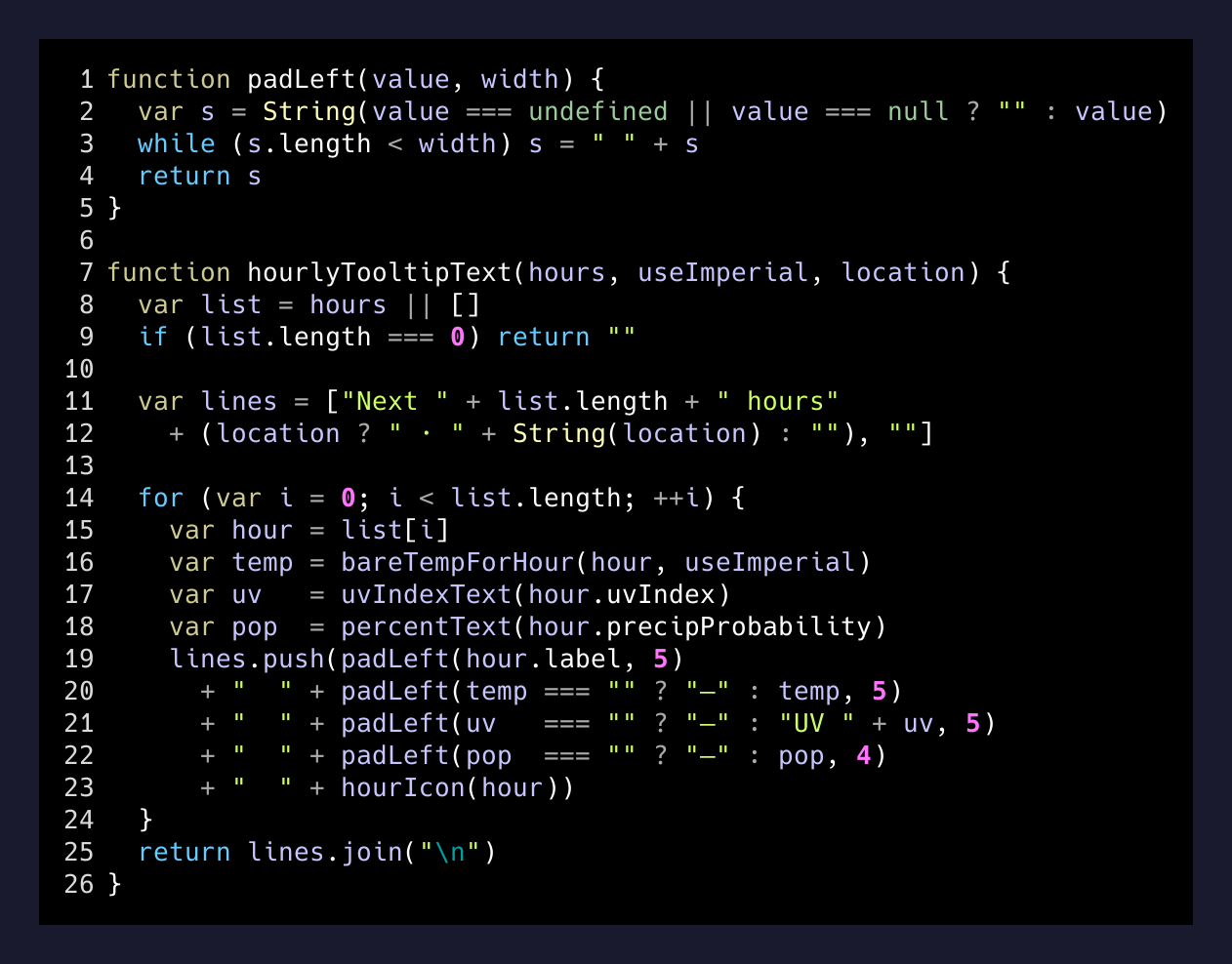 Padded monospace tooltip