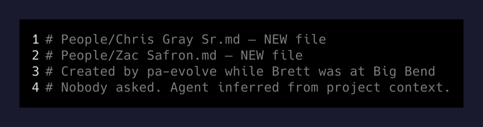 Two new vault nodes created by pa-evolve while Brett was offline
